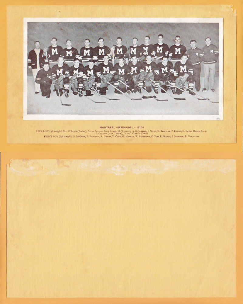 1935-40 CROWN BRAND PHOTO #106 MONTREAL MAROONS 1937-38 photo